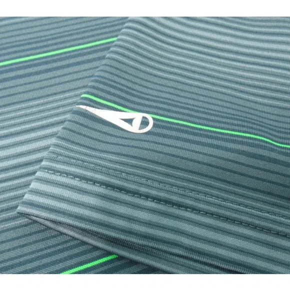 Grand Slam Performance Golf Polo Short Sleeve Blue w/Lime Green Stripe Sz Large - Picture 5 of 6